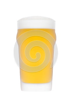 Cold frosted glass of lager beer with foam