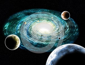 Cold galaxy planet Space illustration.