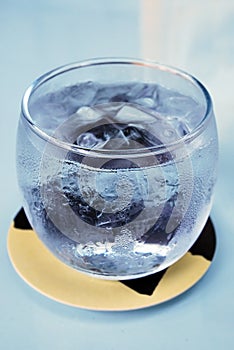 Cold Glass with Ice Water