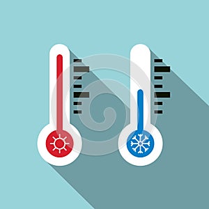 Cold and Hot Temperature Icons. Thermometer Symbol