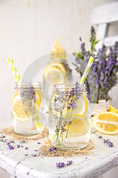 Cold Infused Detox Water with Lemon and Lavender.