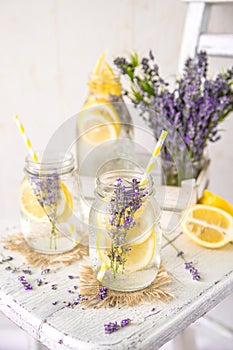 Cold Infused Detox Water with Lemon and Lavender.