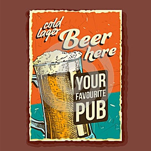 Cold Lager Beer Glass Advertising Banner Vector