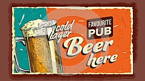 Cold Lager Beer Glass Advertising Banner Vector