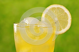 Cold lemonade with ice cubes