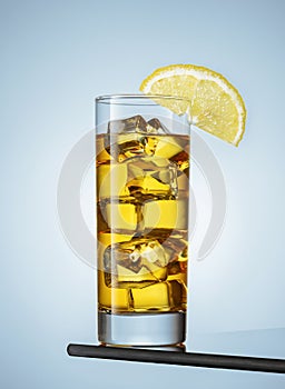cold lemonade with lemon and ice
