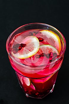 Cold limonade with garnet seeds
