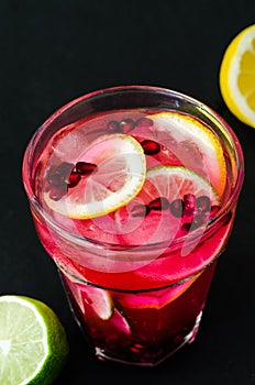 Cold limonade with garnet seeds