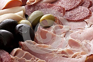 Cold meat platter with olives