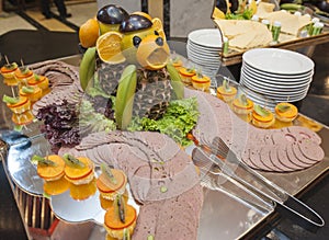 Cold meat selection at a buffet