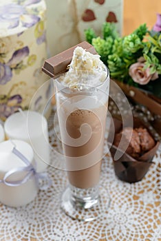 Cold sweet milkshake