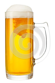 Cold mug of beer with foam