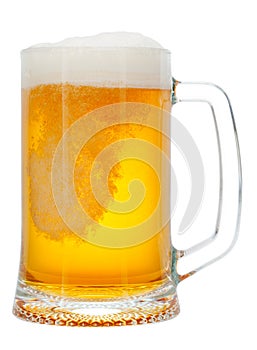 Cold mug of beer with foam