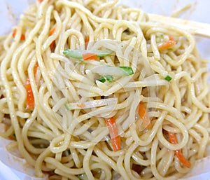 Cold noodles closeup