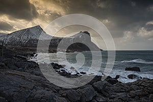 A cold October day at Myrland in Flakstad island, Lofoten