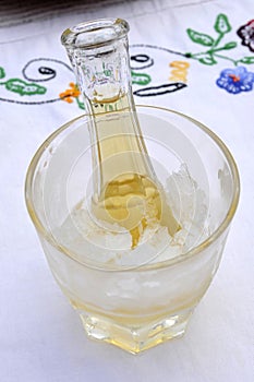 Cold plum brandy or schnapps