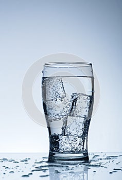 Cold purified water in the glass photo