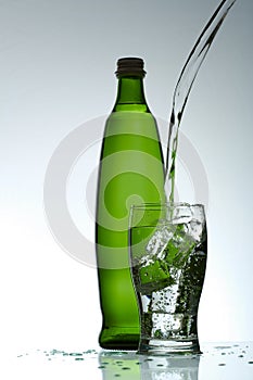 Cold purified water in the glass photo