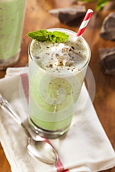 Cold Refreshing Mint Chocolate Chip MilkShake