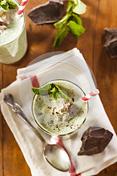 Cold Refreshing Mint Chocolate Chip MilkShake