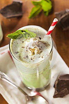 Cold Refreshing Mint Chocolate Chip MilkShake