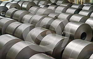 Cold rolled steel coil at storage area in steel industry