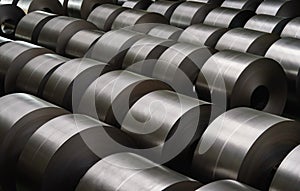 Cold rolled steel coil at storage area in steel industry