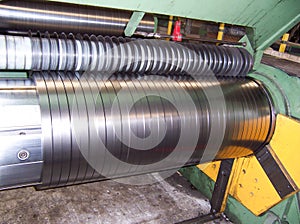Cold rolled steel coil at storage area in steel industry plant