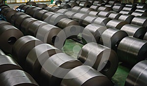 Cold rolled steel coil at storage area in steel industry