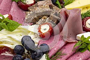 Cold Smoked Meat Plate, antipasto set platter wooden plate