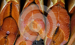 Wild Pacific Coho Salmon Latin: Oncorhynchus kisutch cold smoked photo