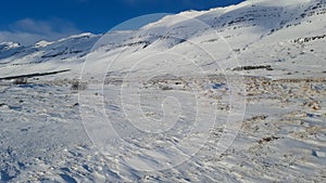 Cold snowy slopes in the Iceland