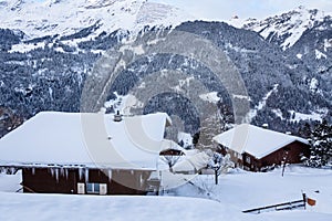 A cold, snowy village in Switzerland