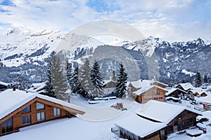 A cold, snowy village in Switzerland