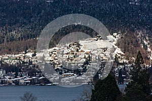 A cold, snowy village in Switzerland