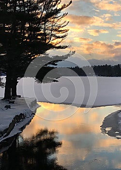 Cold Snowy Winter Sunset