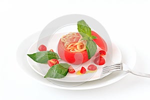 Cold spaghetti tomatosauce