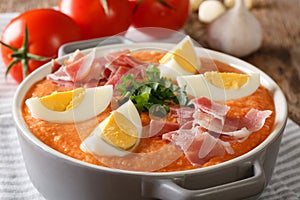 Cold Spanish soup Antequera Porra made from tomatoes, pepper and photo