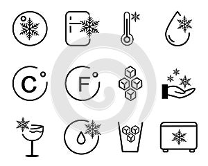 cold storage icon icons collection package white isolated background with outline style