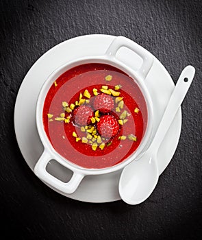 Cold strawberry soup for hot summer