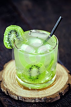 Cold summer drinks  Kiwi Lime  Mojito or caipirinha drink recipes  alcoholic cocktail  lemon or mint and fresh kiwis