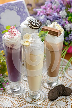 Cold sweet milkshake