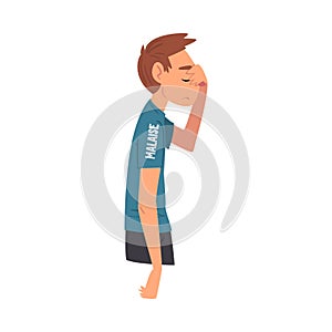 Cold Symptom, Man with Malaise, Medical Treatment and Healthcare Concept Cartoon Style Vector Illustration Isolated on photo