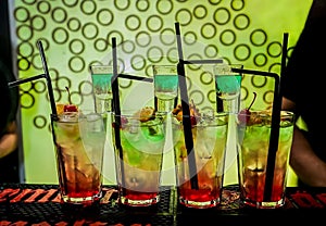 Cold, tasty and colorful cocktails at the club cocktails at the club
