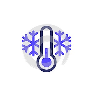 Cold temperature icon with a thermometer