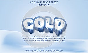 cold text effect, font editable, typography, 3d text. vector template