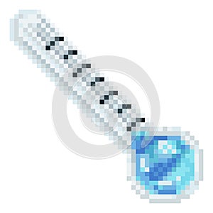 Cold Thermometer Pixel Art Icon