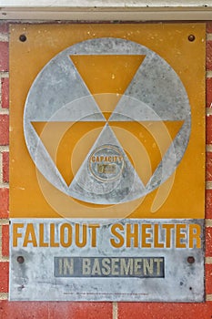 Cold War Nuclear Fallout shelter sign