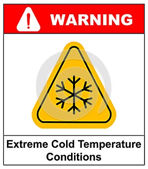 Cold warning sign , snow warning - triangular sign , vector illustration