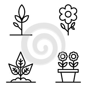 Spring Flowers line Icons Pack